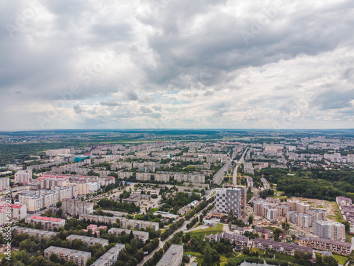 aerial view of city with cloudy weather © phpetrunina14
