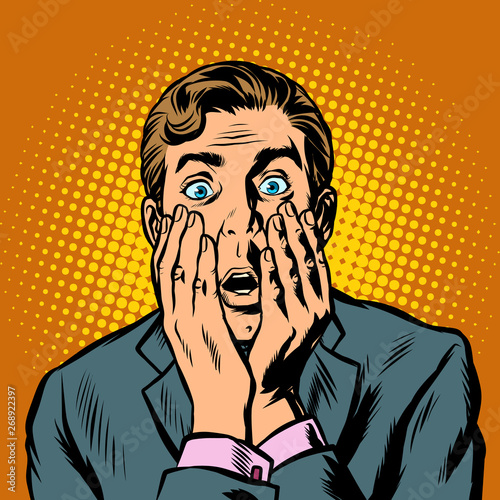 surprised man businessman covered his face with his hands
