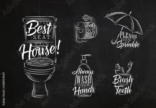 Set of toilet graphic symbols chalk