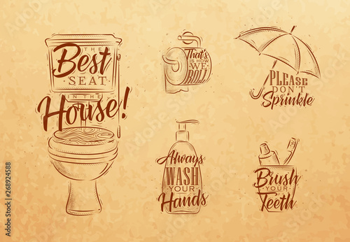 Set of toilet graphic symbols craft