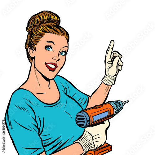 woman with hand drill