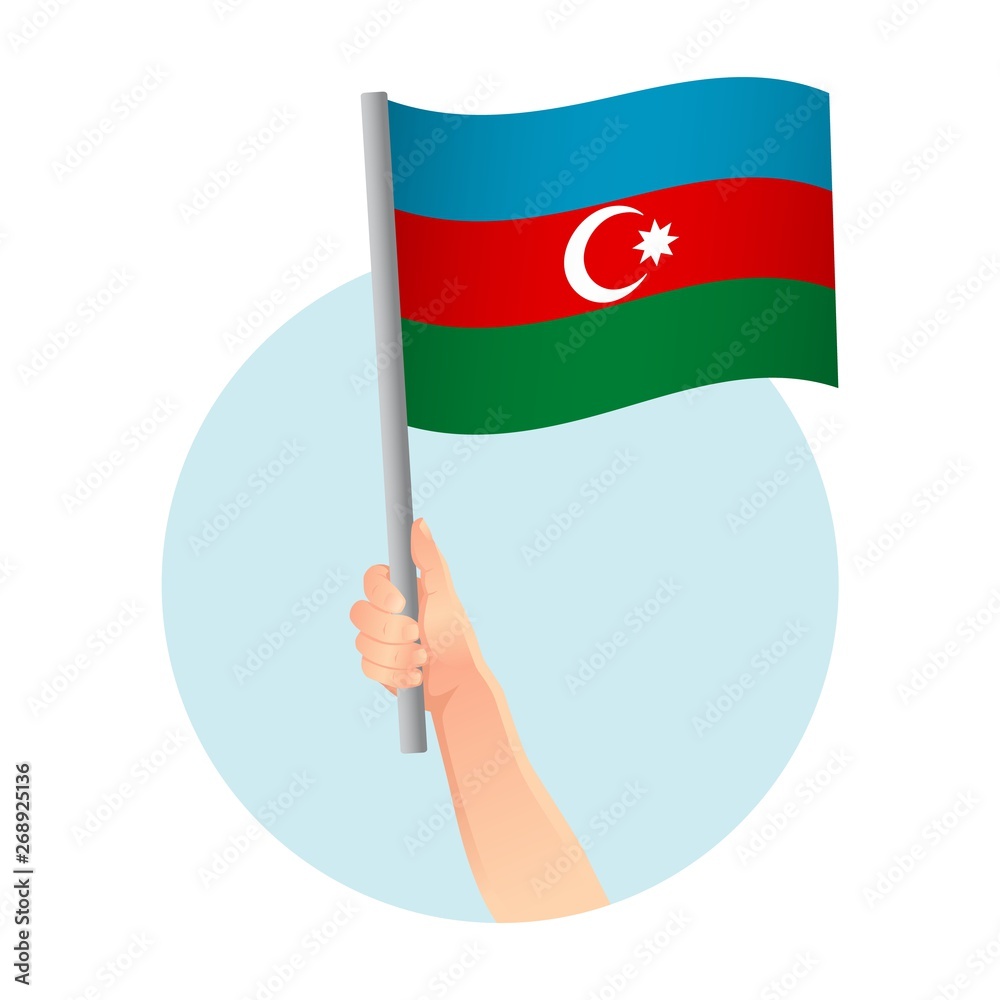 Azerbaijan flag in hand icon Azerbaijan flag in hand icon