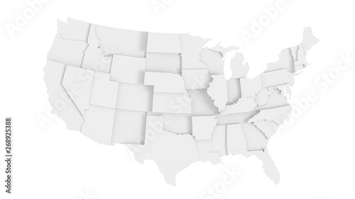United States of America gray 3D map