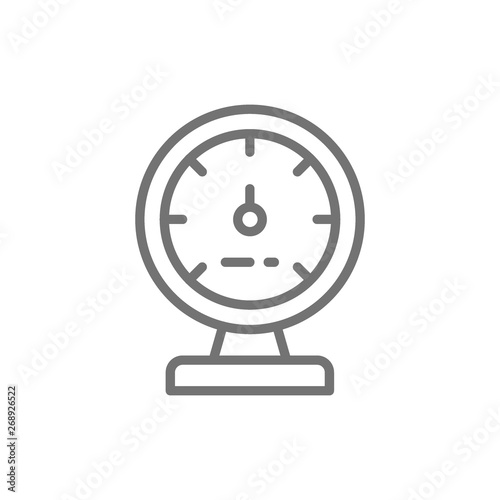 Manometer, device for measuring steam and water pressure line icon.