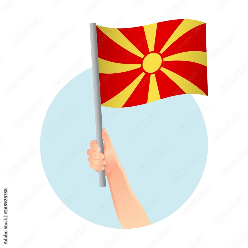 Fototapeta premium Macedonia flag in hand icon