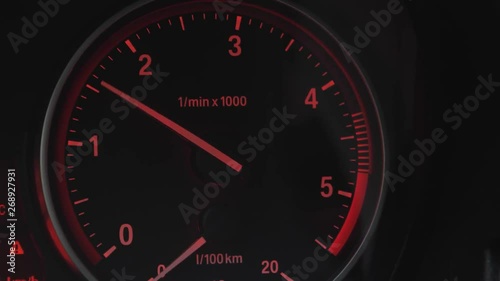 car tachometer shows engine speed