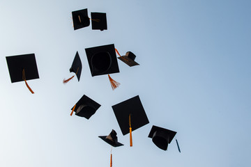 Throw a black hat of graduates in the sky.