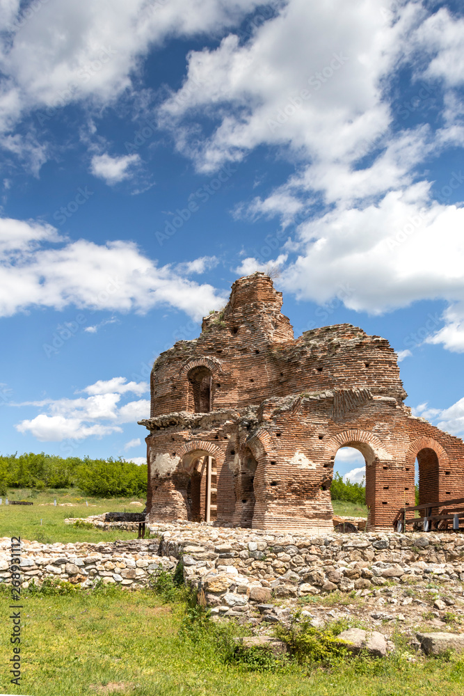 Naklejka premium The Red Church - Ruins of early Byzantine Christian basilica near town of Perushtitsa, Plovdiv Region, Bulgaria