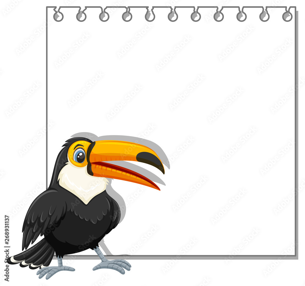 Fototapeta premium toucan on blank notebook