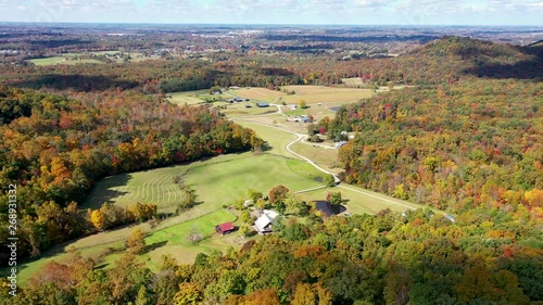 drone view over some fall colors in Kentucky photo