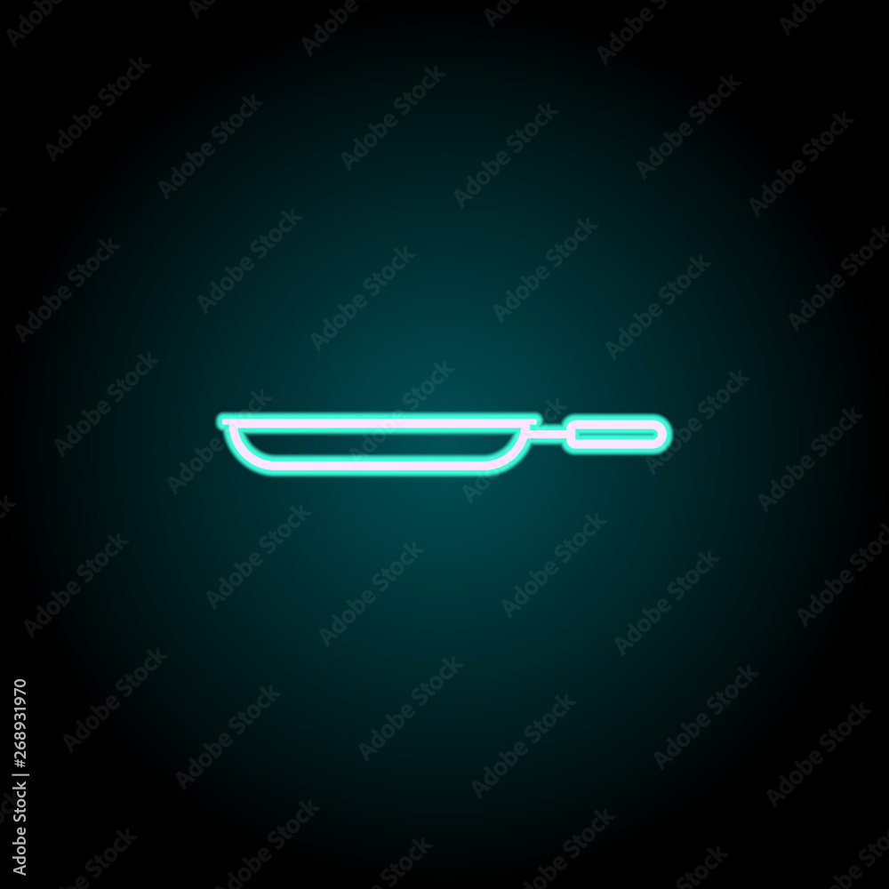 frying pan neon icon. Elements of kitchen set. Simple icon for websites, web design, mobile app, info graphics frying pan neon icon. Elements of kitchen set. Simple icon for websites, web design, mobile app, info graphics