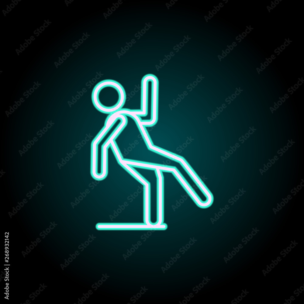 falling man neon icon. Elements of Insurance set. Simple icon for websites, web design, mobile app, info graphics falling man neon icon. Elements of Insurance set. Simple icon for websites, web design, mobile app, info graphics