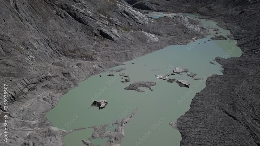 Flight over Grossglockner glacier moraine, Austria Flight over Grossglockner glacier moraine, Austria