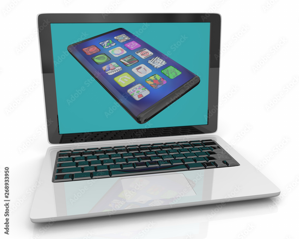 New Smart Phone Cell Laptop Computer Internet Shopping 3d Illustration New Smart Phone Cell Laptop Computer Internet Shopping 3d Illustration