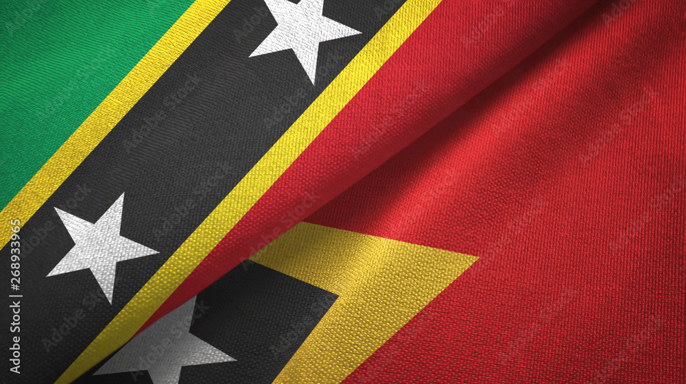 Saint Kitts and Nevis and Timor-Leste East Timor two flags textile cloth Saint Kitts and Nevis and Timor-Leste East Timor two flags textile cloth
