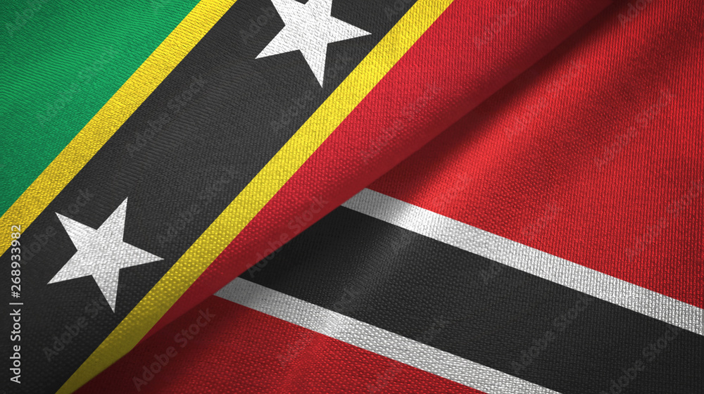 Saint Kitts and Nevis and Trinidad and Tobago two flags textile cloth