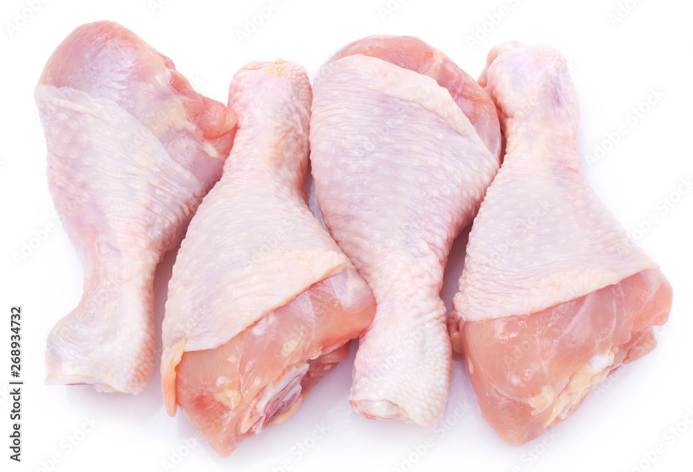 Raw chicken legs on white background Raw chicken legs on white background