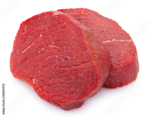 Raw beef on white background