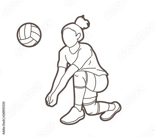 Woman volleyball player action cartoon graphic vector