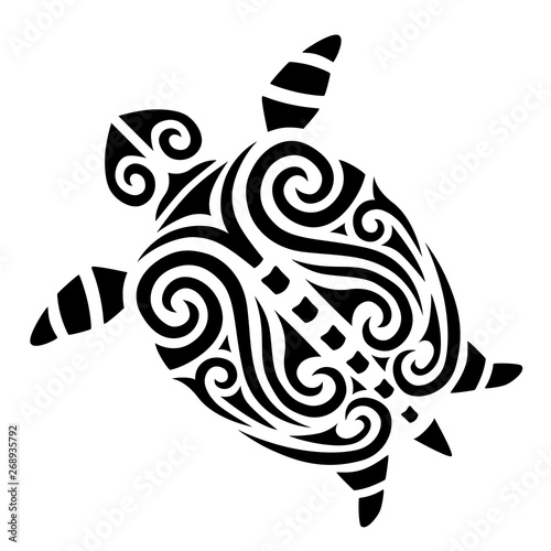 Turtle tattoo tribal stylised maori koru design