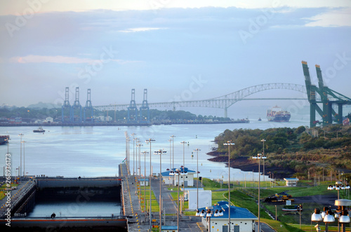 Morning view from the Cocoli Locks on the entrance to the Panama Canal. photo