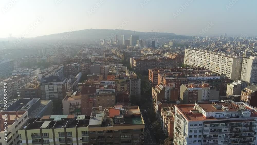 Barcelona. Aerial view of the city and buildings. Catalonia,Spain. 4k Drone Video Barcelona. Aerial view of the city and buildings. Catalonia,Spain. 4k Drone Video