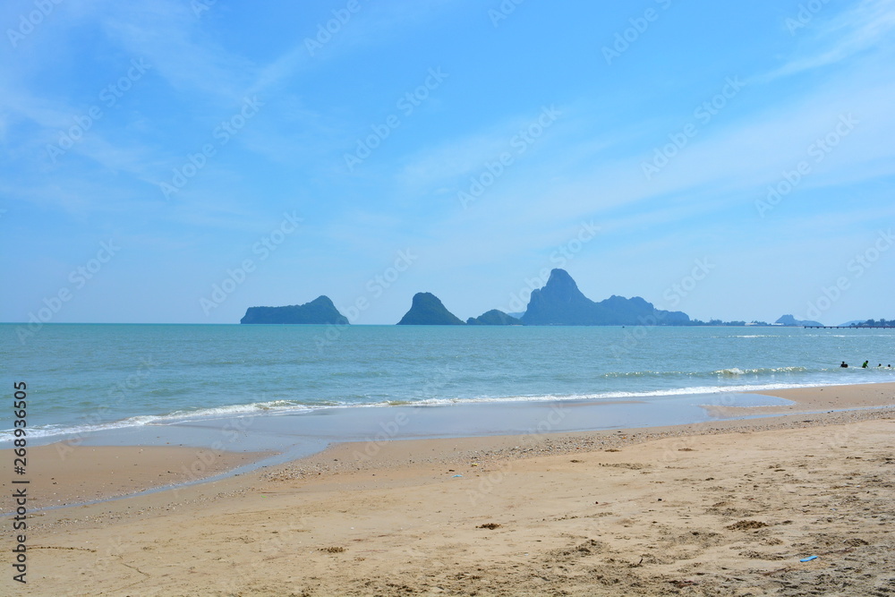 Prachuap Bay. Beautiful sea and sky in the Gulf of Thailand. Traveller from around the world come to relax in the summer holidays.