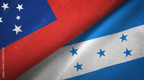 Samoa and Honduras two flags textile cloth, fabric texture