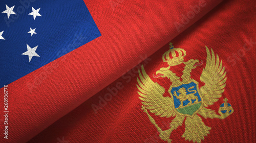 Samoa and Montenegro two flags textile cloth, fabric texture