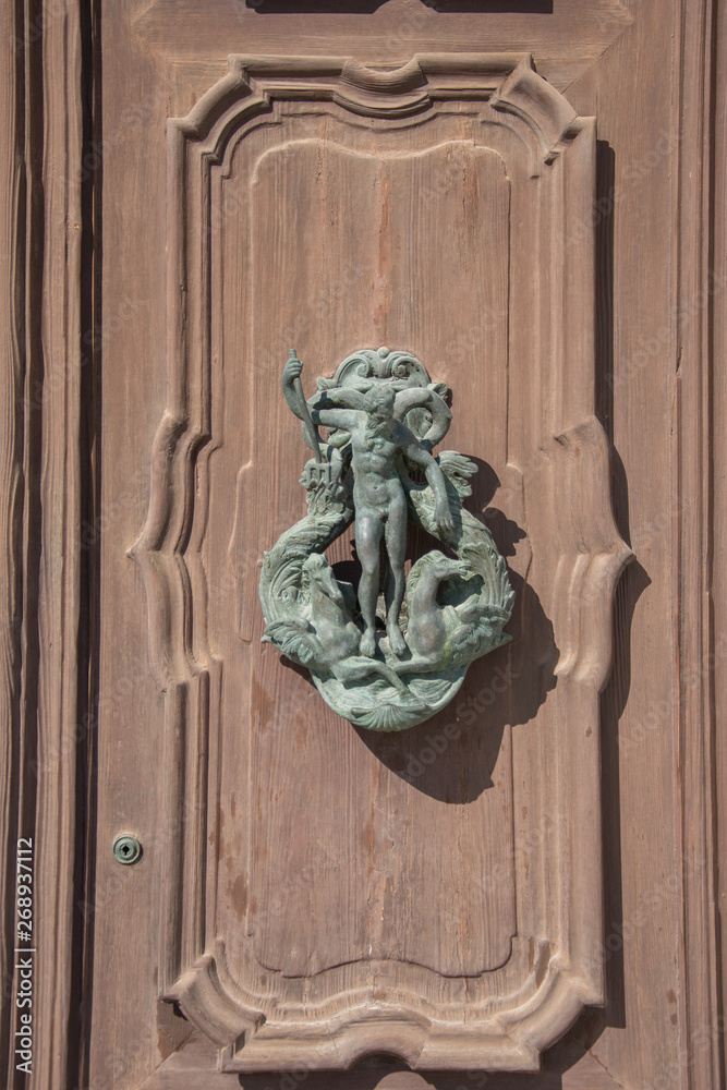 Neptune, Ancient door knob from Venice, Italy,2019