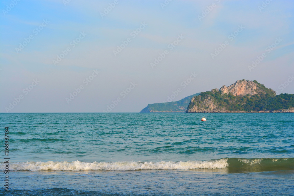 Aow Manao Bay. Beautiful sea and sky in Prachuap Khiri Khan, Thailand. Traveller from around the world come to relax in the summer holidays.