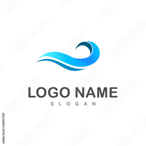 beach wave logo, beach tourist logo + sea icon