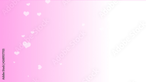 ゆっくりと降ってくる白いハート ピンク白グラデーション背景 左側 Stock Illustration Adobe Stock