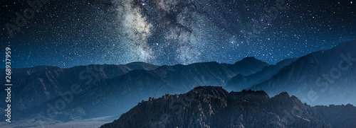 Photography milky way galaxy and stars in night sky at alabama hills park california
