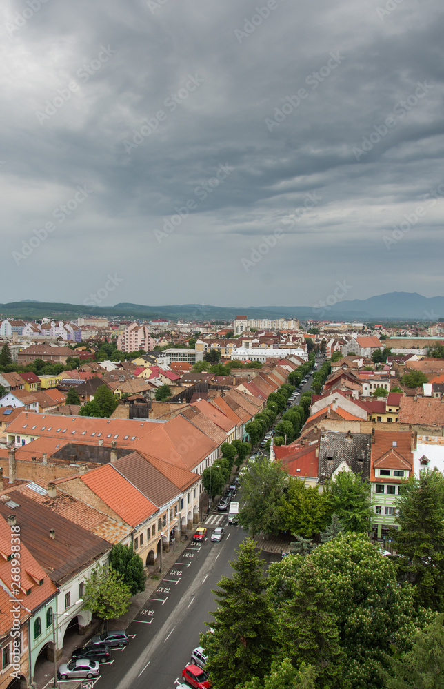 ROMANIA,Bistrita, 2019,view from the tower of the Evangelical Church