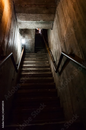 stairs to dark  old stairs leading to the darkness   horror descend the stairs