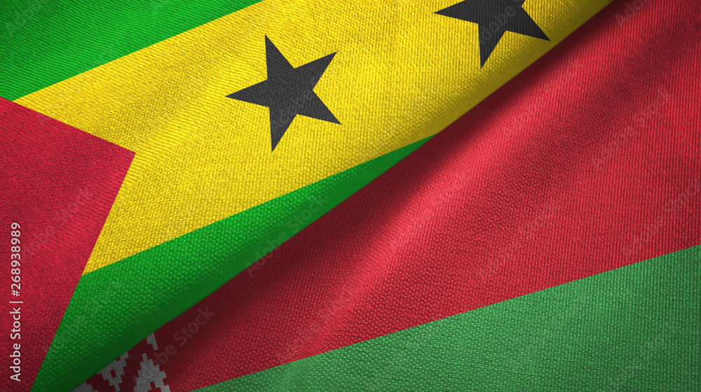 Fototapeta premium Sao Tome and Principe and Belarus two flags 