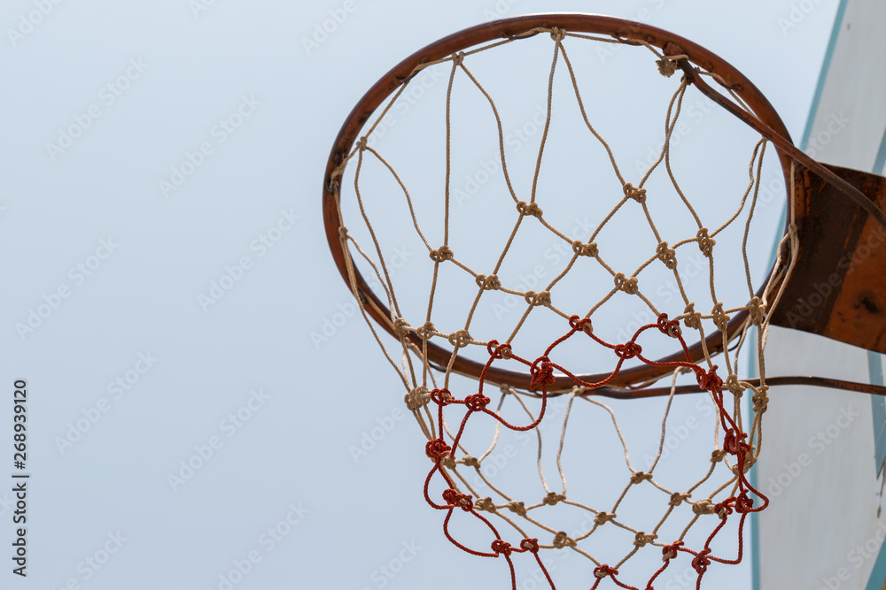 Closeup of basketball hoop