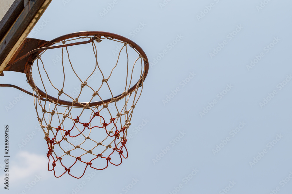 Closeup of basketball hoop