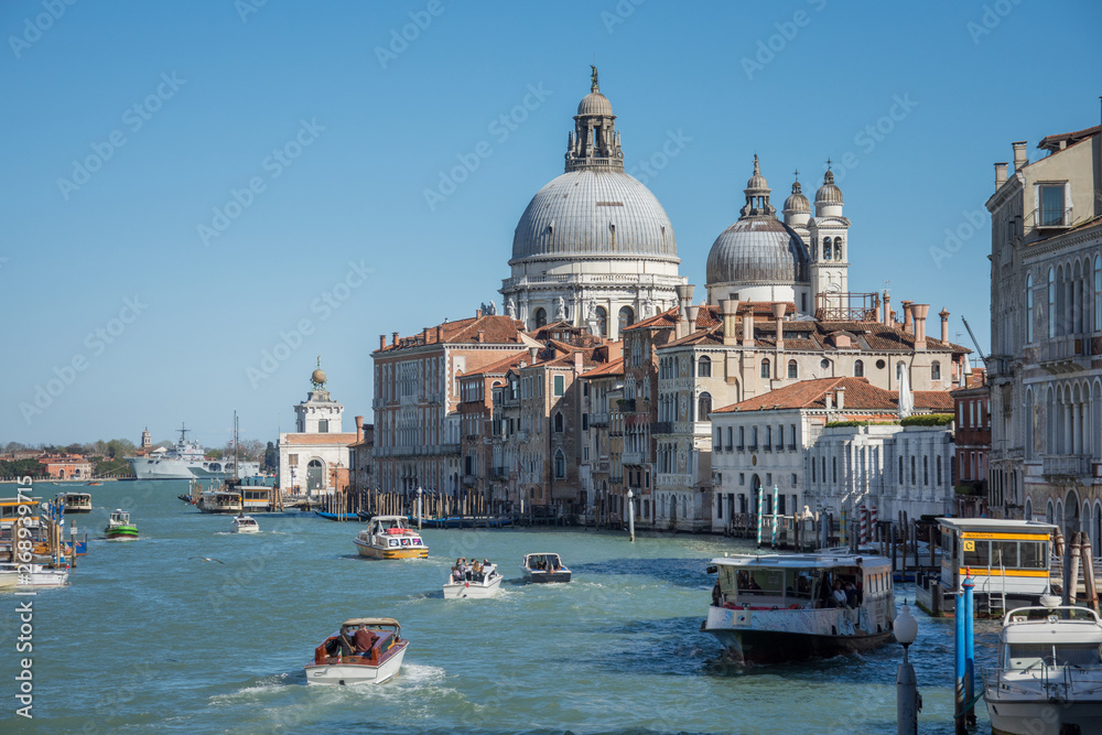 Grand Canal and Basilica Santa Maria della Salute in Venice,march, 2019