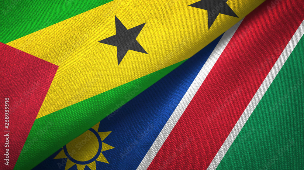 Sao Tome and Principe and Namibia two flags Sao Tome and Principe and Namibia two flags