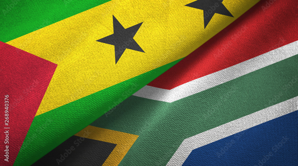 Fototapeta premium Sao Tome and Principe and South Africa two flags
