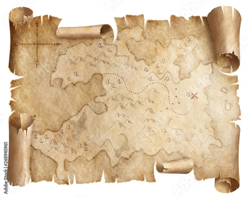 Ancient worn treasure map i...