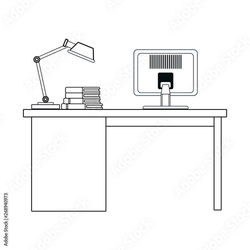 computer desk icon black and white