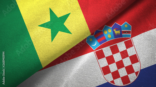 Senegal and Croatia two flags textile cloth, fabric texture