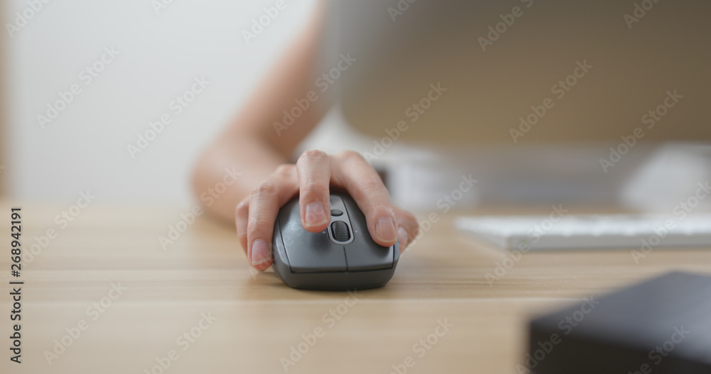 Fototapeta premium Woman work on computer at home