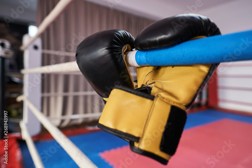 Kickboxing equipment in the gym