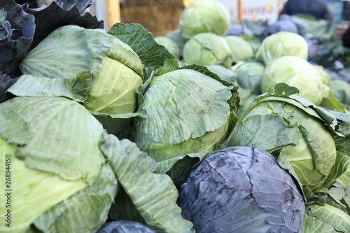 Fresh head cabbage in the market