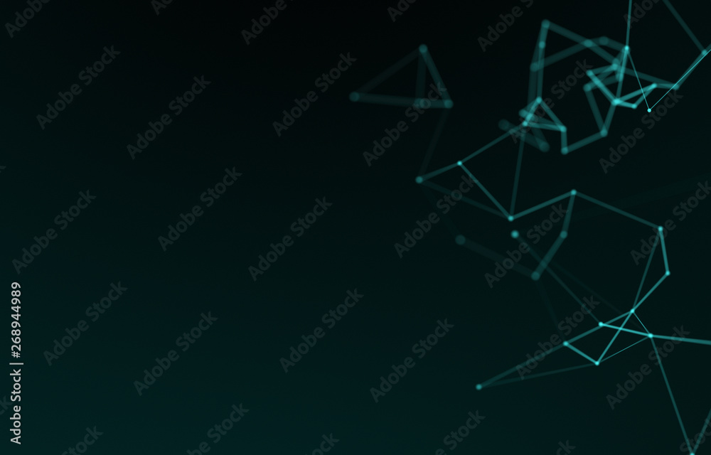 Data technology abstract futuristic illustration . Low poly shape with connecting dots and lines on dark background. 3D rendering . Big data visualization. Data technology abstract futuristic illustration . Low poly shape with connecting dots and lines on dark background. 3D rendering . Big data visualization.