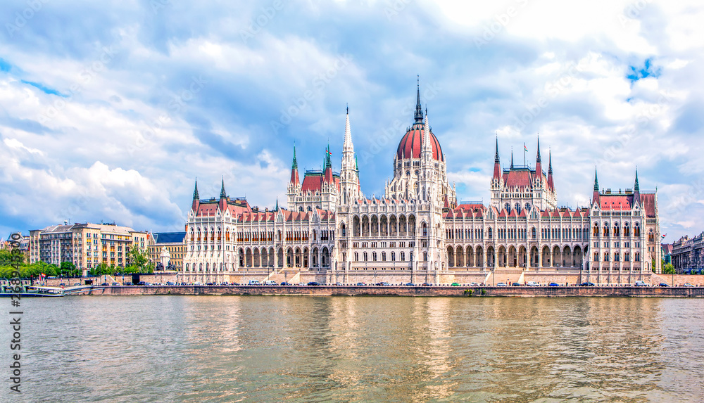 View of the Parliament from the Danube. Budapest. Hungary